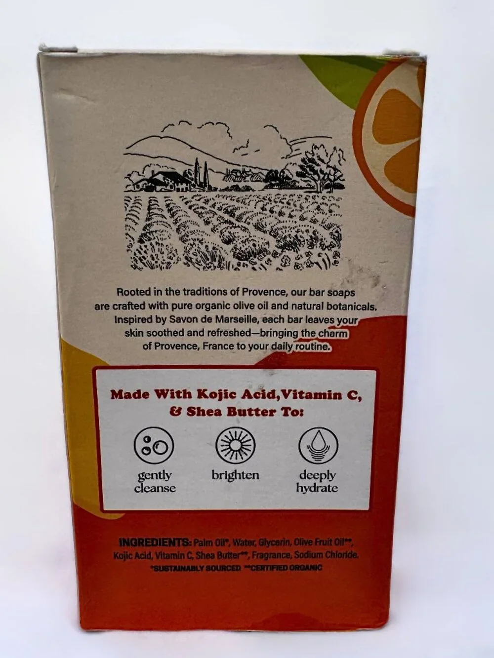 Provence Essentials Vitamin C + Shea Butter Kojic Acid Bar Soap 10 Oz | Natural